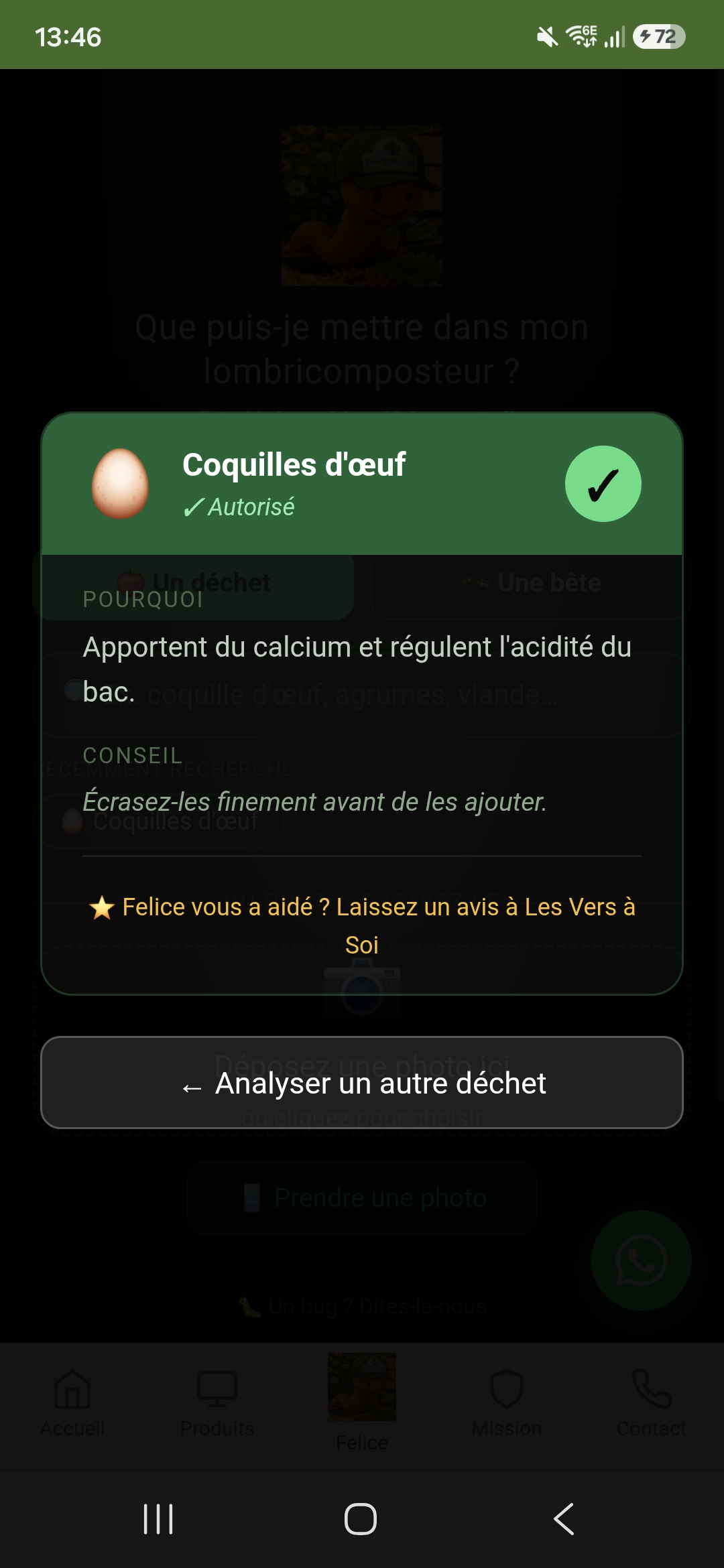 Résultat pour un déchet, avec pourquoi et conseil