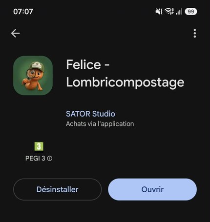 Page de l'application Felice - Lombricompostage sur Google Play