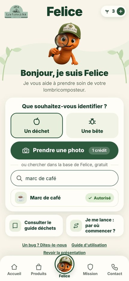 Recherche « marc de café » : Felice propose la réponse Autorisé